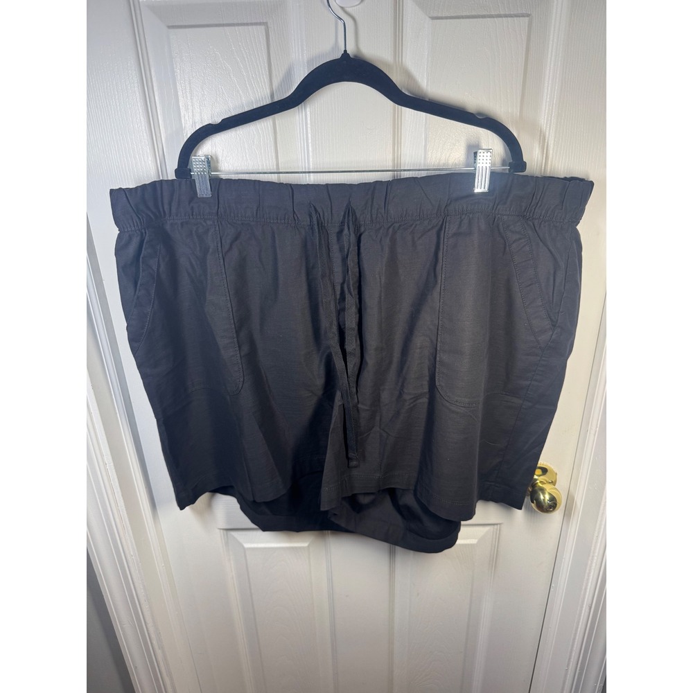 Lane Bryant Black Linen Blend Shorts Casual Drawstring Plus Size 24
